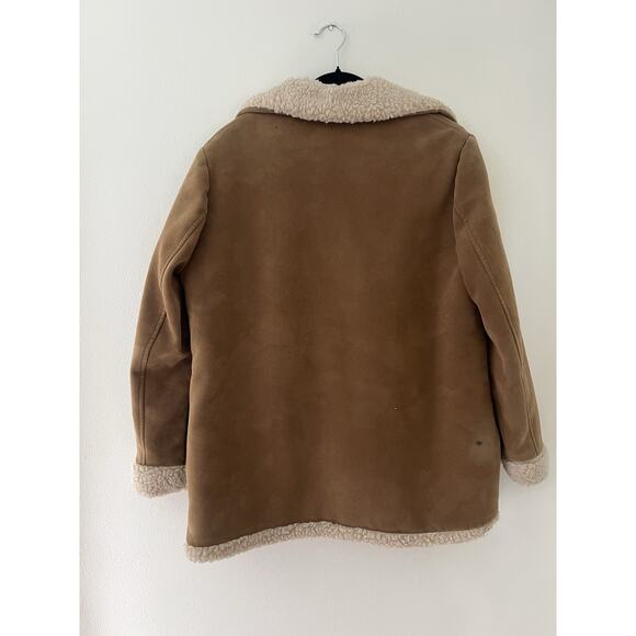 VTG 1970s Fingerhut Fashions Faux Suede Shearling Coat Jacket Sz M Brown Sherpa - Picture 9 of 11
